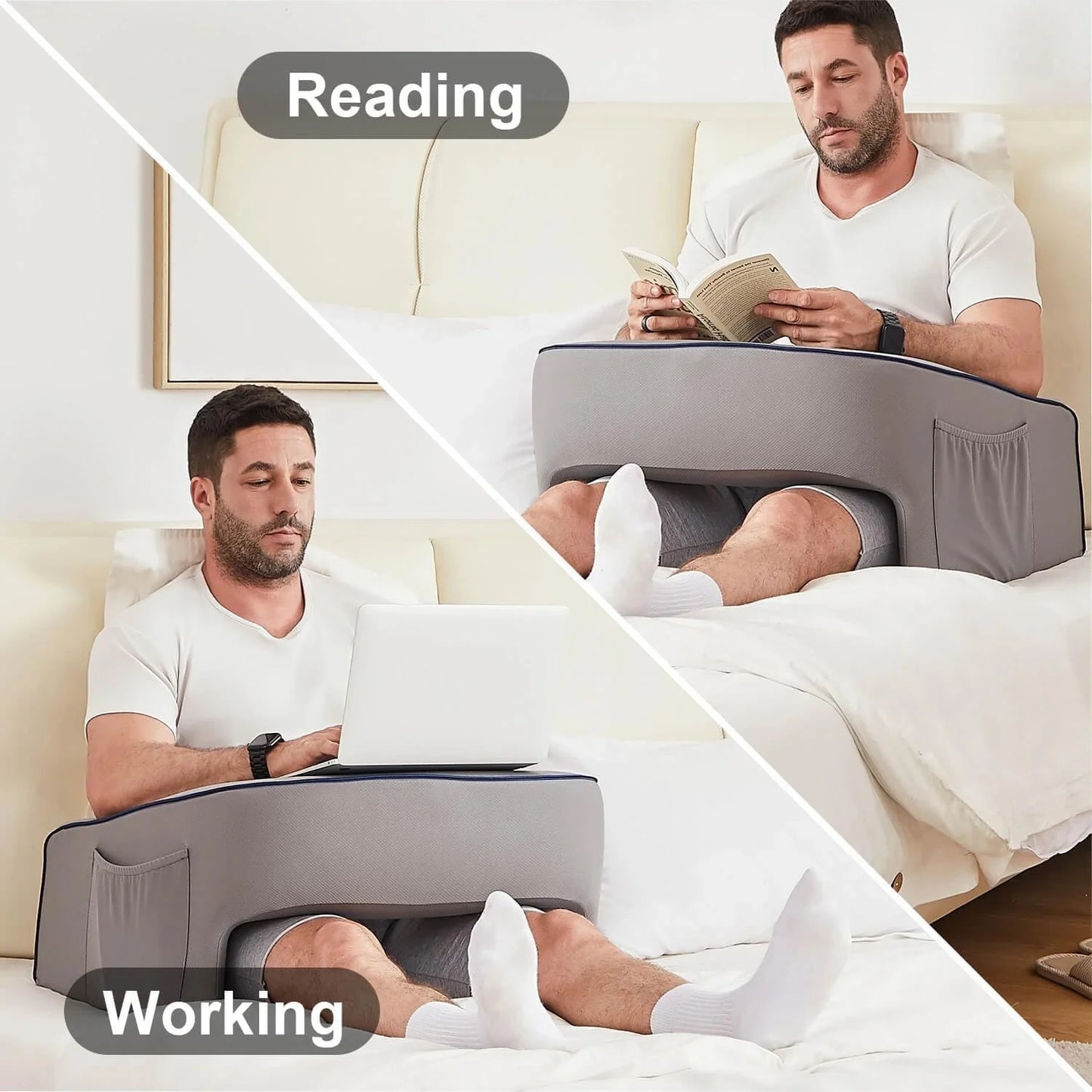 Gaming Pillow for Lap,Reading Pillow for Bed Memory Foam Bed Rest Pillow for Reading, Working, Playing Game