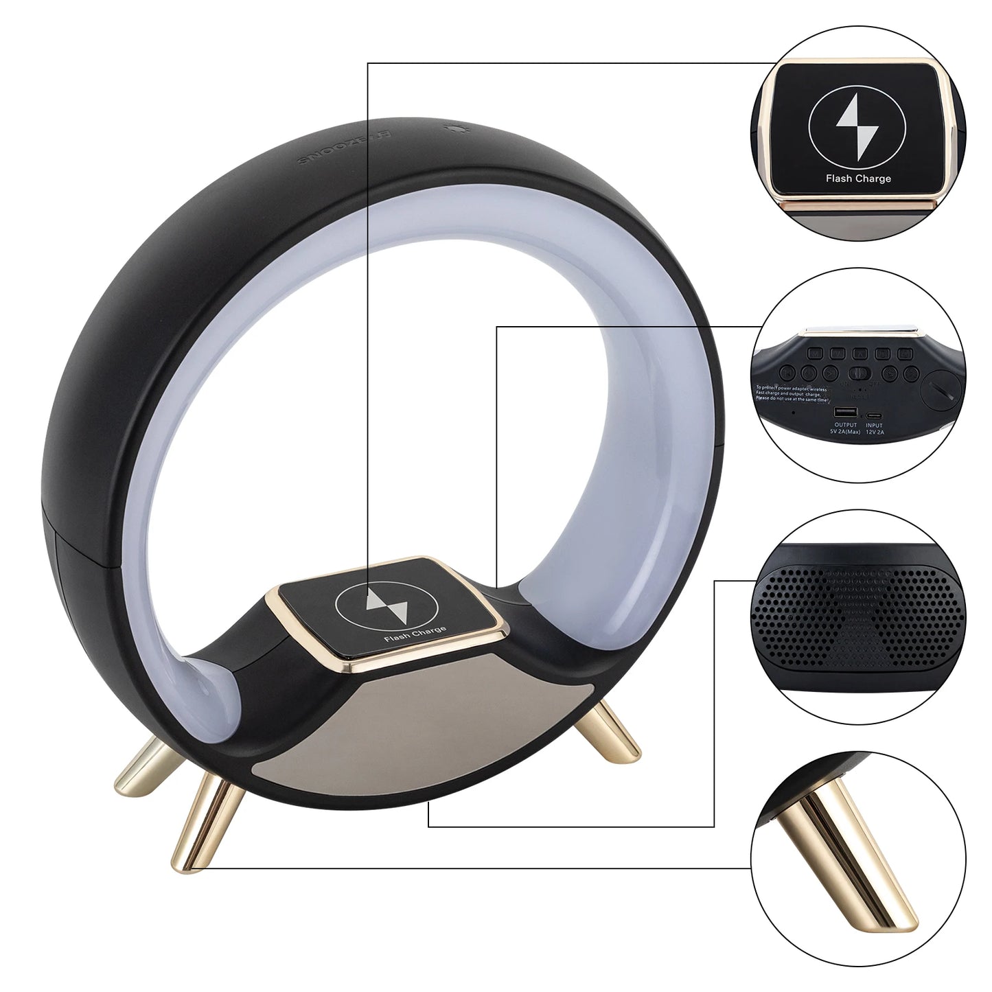 Wake-Up Light Sunrise Alarm Clock met Wireless Charger & Kleurenlamp – 15W LED Bedside Lamp