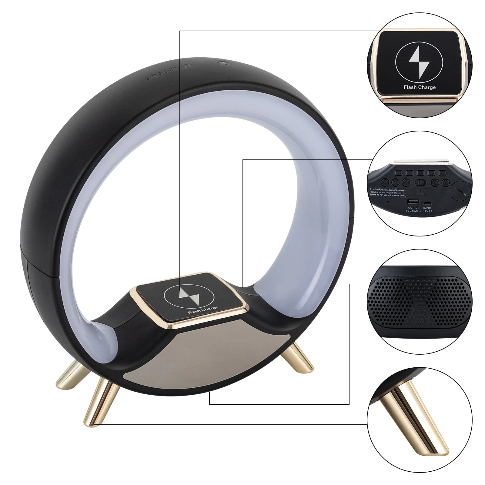 Wake-Up Light Sunrise Alarm Clock met Wireless Charger & Kleurenlamp – 15W LED Bedside Lamp