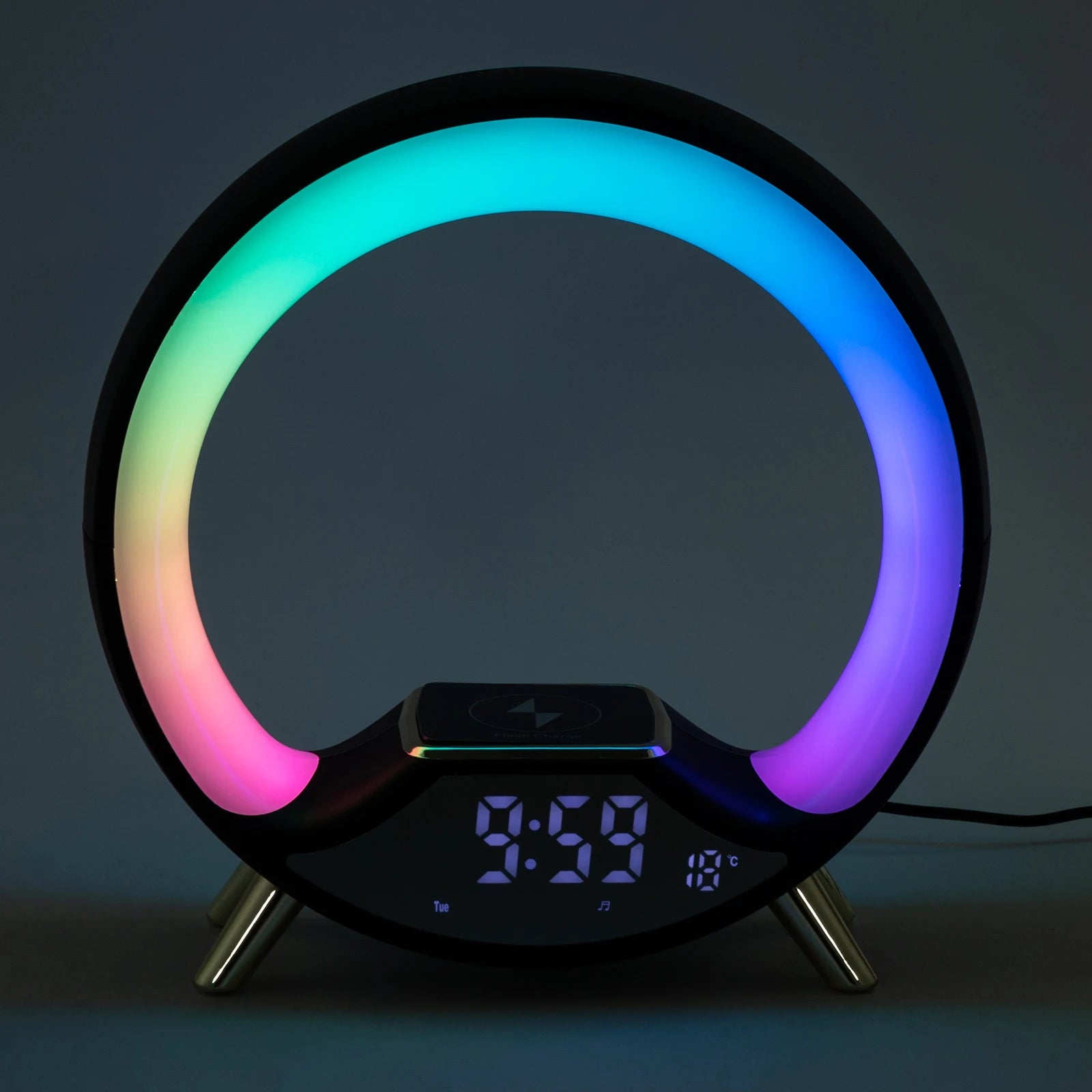 Wake-Up Light Sunrise Alarm Clock met Wireless Charger & Kleurenlamp – 15W LED Bedside Lamp